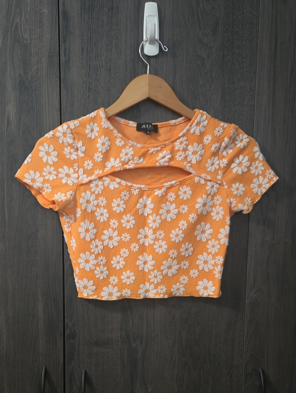 Julia By Love J Floral Cutout Crop Top
